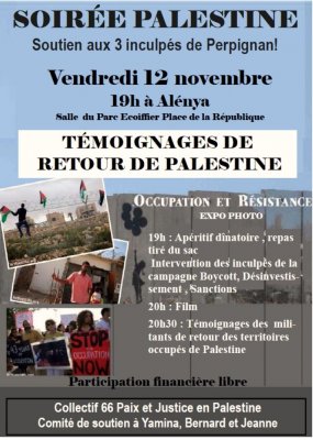 Soutien aux 3 inculpés de Perpignan.